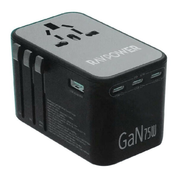 RAVPower – شاحن سفر GaN 75W أسود
