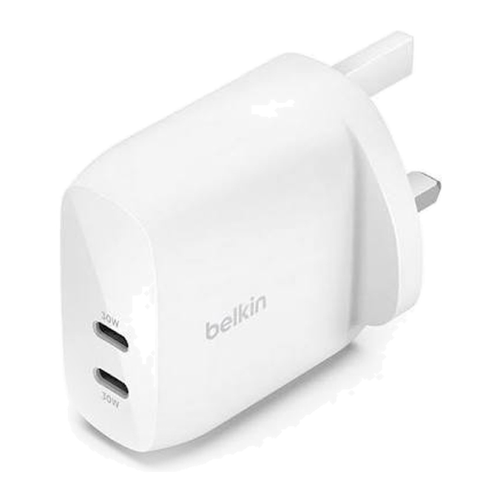 Belkin – شاحن حائط GaN 60W USB-C أبيض