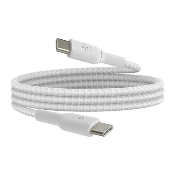Belkin – كيبل تايب سي الى تايب سي مضفر 100W 2 متر أبيض
