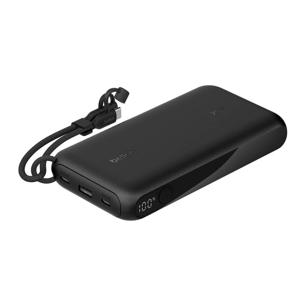 Belkin باور بنك BoostCharge 20W مع كيبل USB-C ومؤشر رقمي – أسود