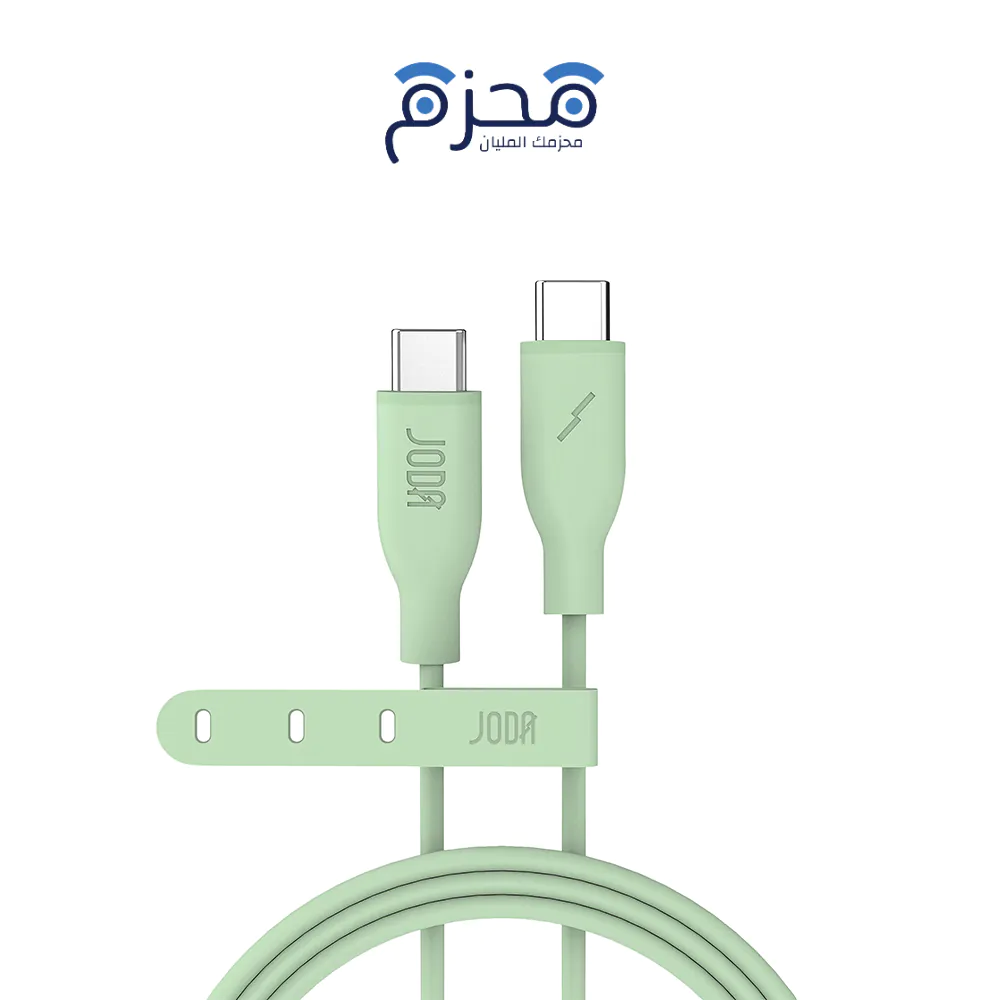 ⁦JODA - كابل C to C سيليكون 60W 1م - أخضر⁩ - الصورة ⁦1⁩