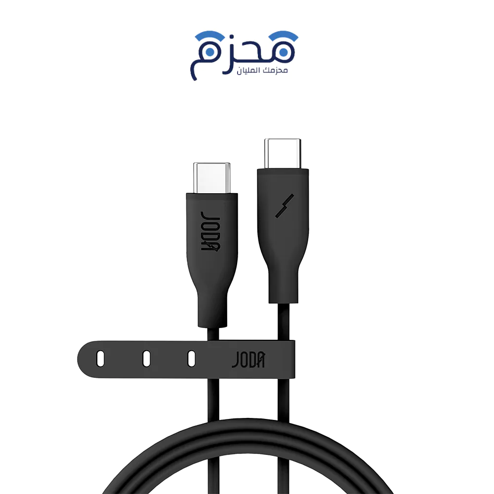 ⁦JODA - كابل C to C سيليكون 60W 1م - أسود⁩ - الصورة ⁦1⁩