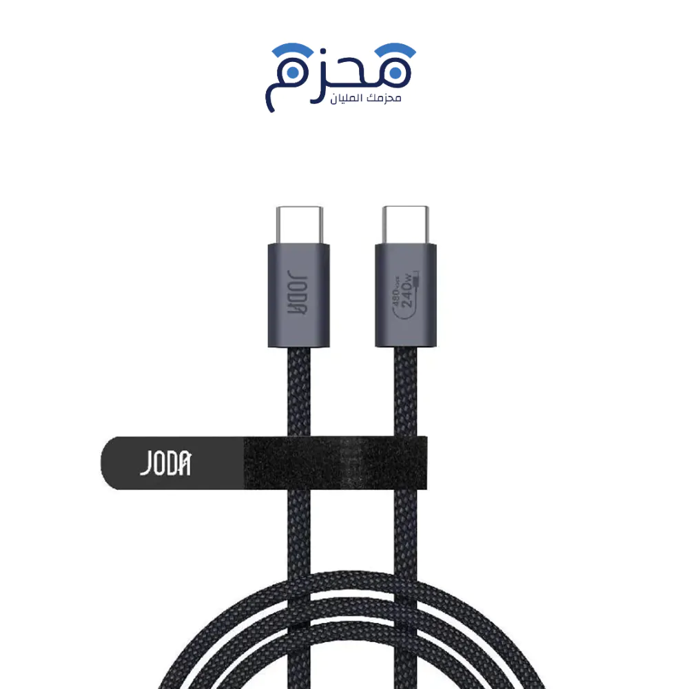 ⁦JODA - كابل C to C نايلون 240W 1م - أسود⁩ - الصورة ⁦1⁩