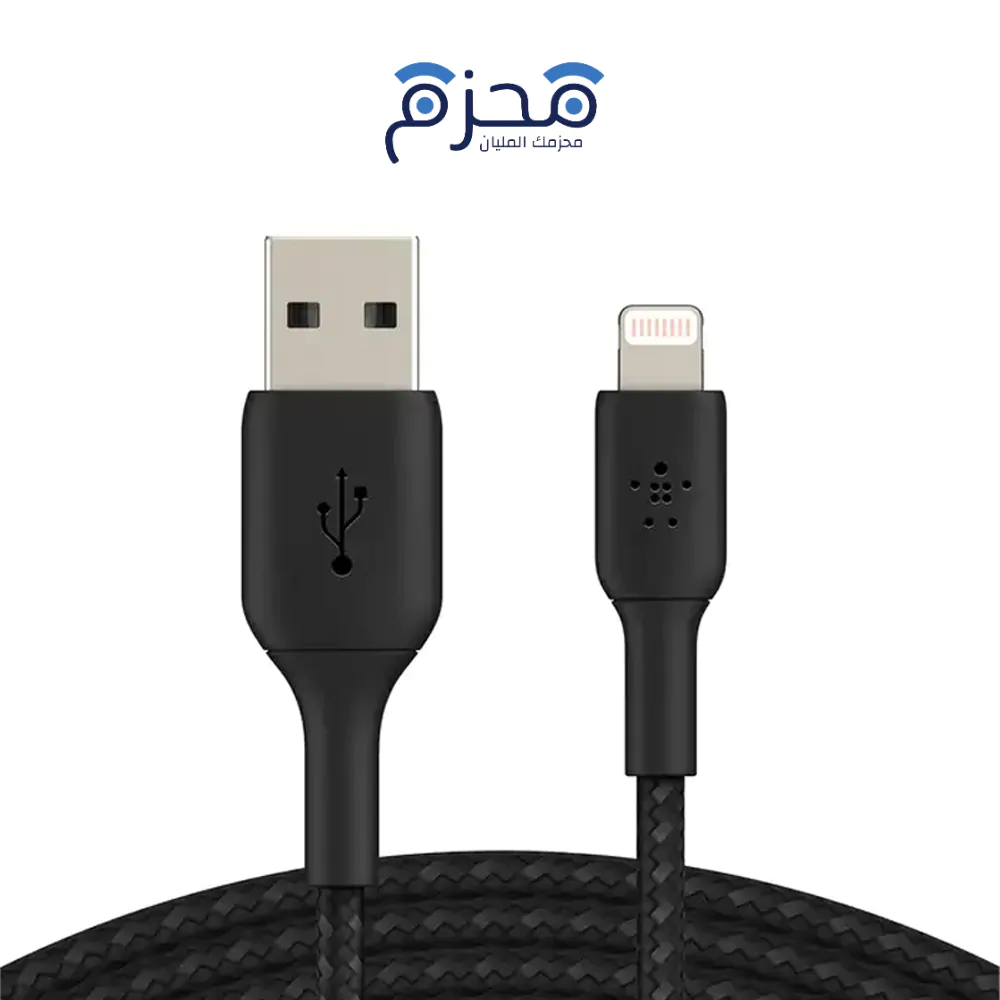 ⁦Jeebel - كابل USB إلى Lightning مضفر 2م MFi أسود JE-B310⁩ - الصورة ⁦1⁩