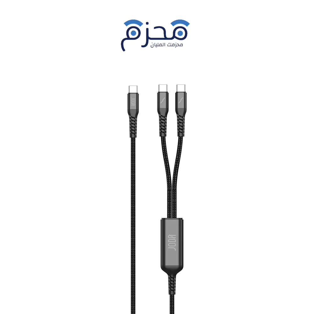 ⁦JODA - كومبو كابل ثلاثي USB-C أسود⁩ - الصورة ⁦1⁩