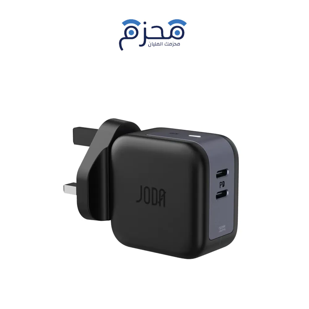 ⁦JODA - شاحن حائط GaN USB-C 50W منفذين أسود⁩ - الصورة ⁦1⁩