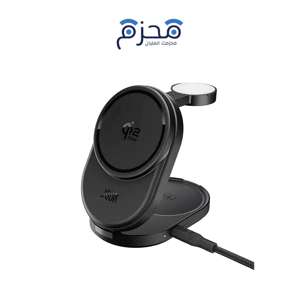 ⁦JODA - MagQ D1 شاحن لاسلكي قابل للطي 3 في 1 أسود⁩ - الصورة ⁦1⁩
