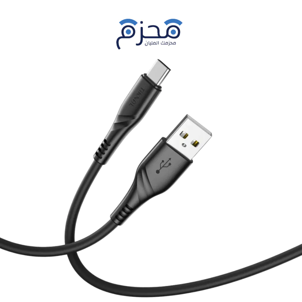 ⁦Tiknal - كابل USB إلى Type-C شحن سريع 2.4A 1م مضفر TK-H093⁩ - الصورة ⁦1⁩