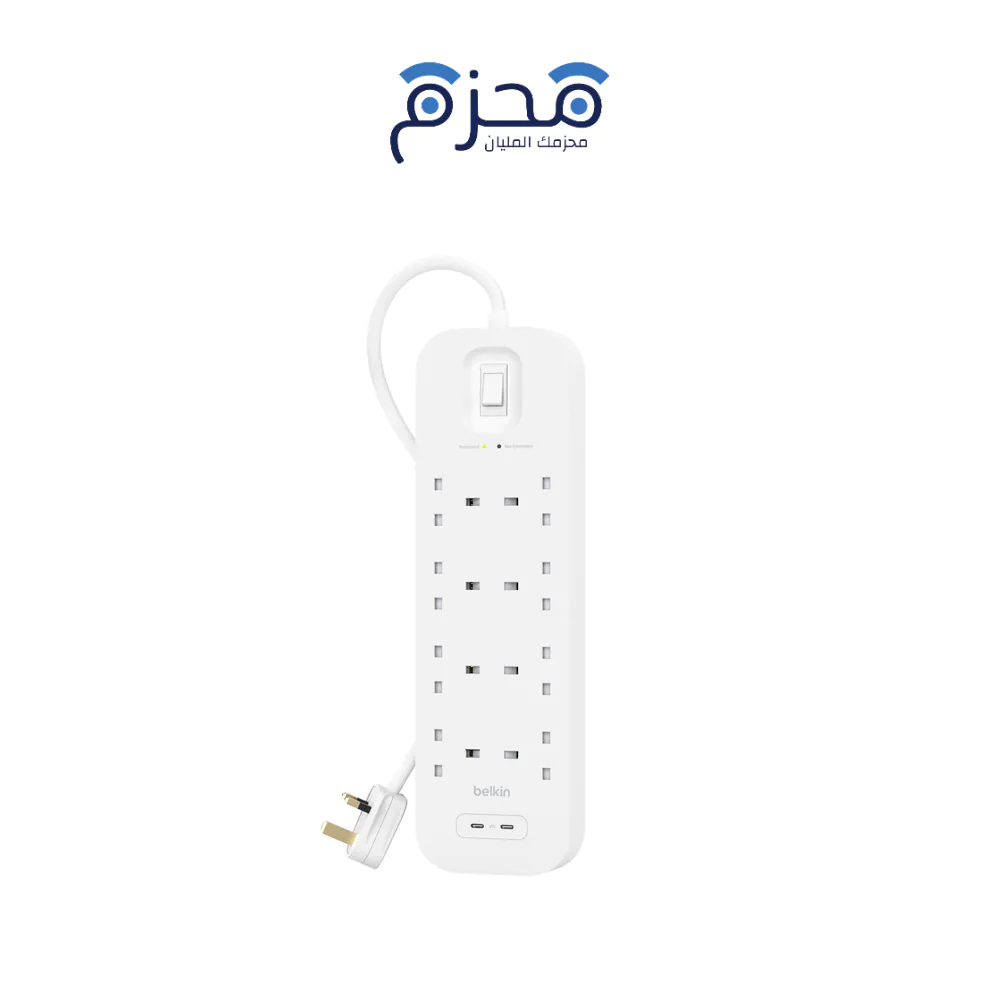 ⁦Belkin - وصلة كهرباء 8 منافذ مع شاحن 30W⁩ - الصورة ⁦1⁩
