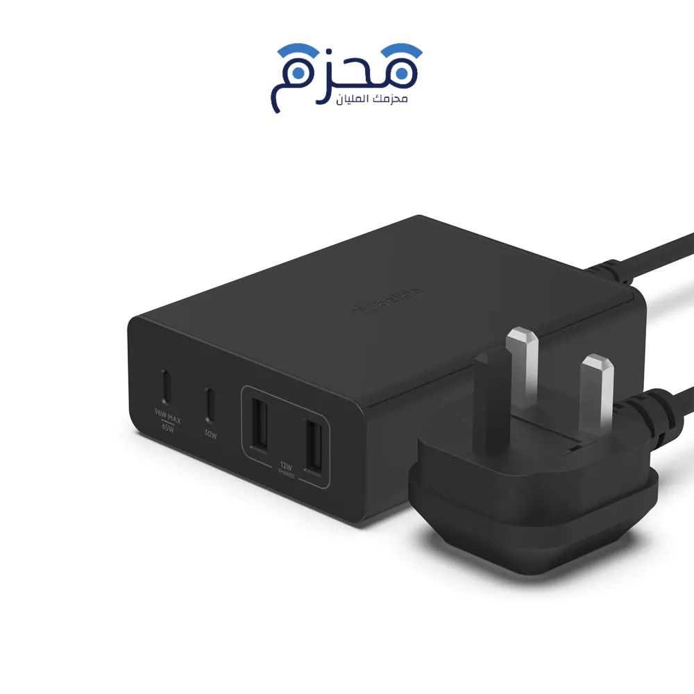 ⁦Belkin - شاحن حائط GaN 108W أسود⁩ - الصورة ⁦1⁩