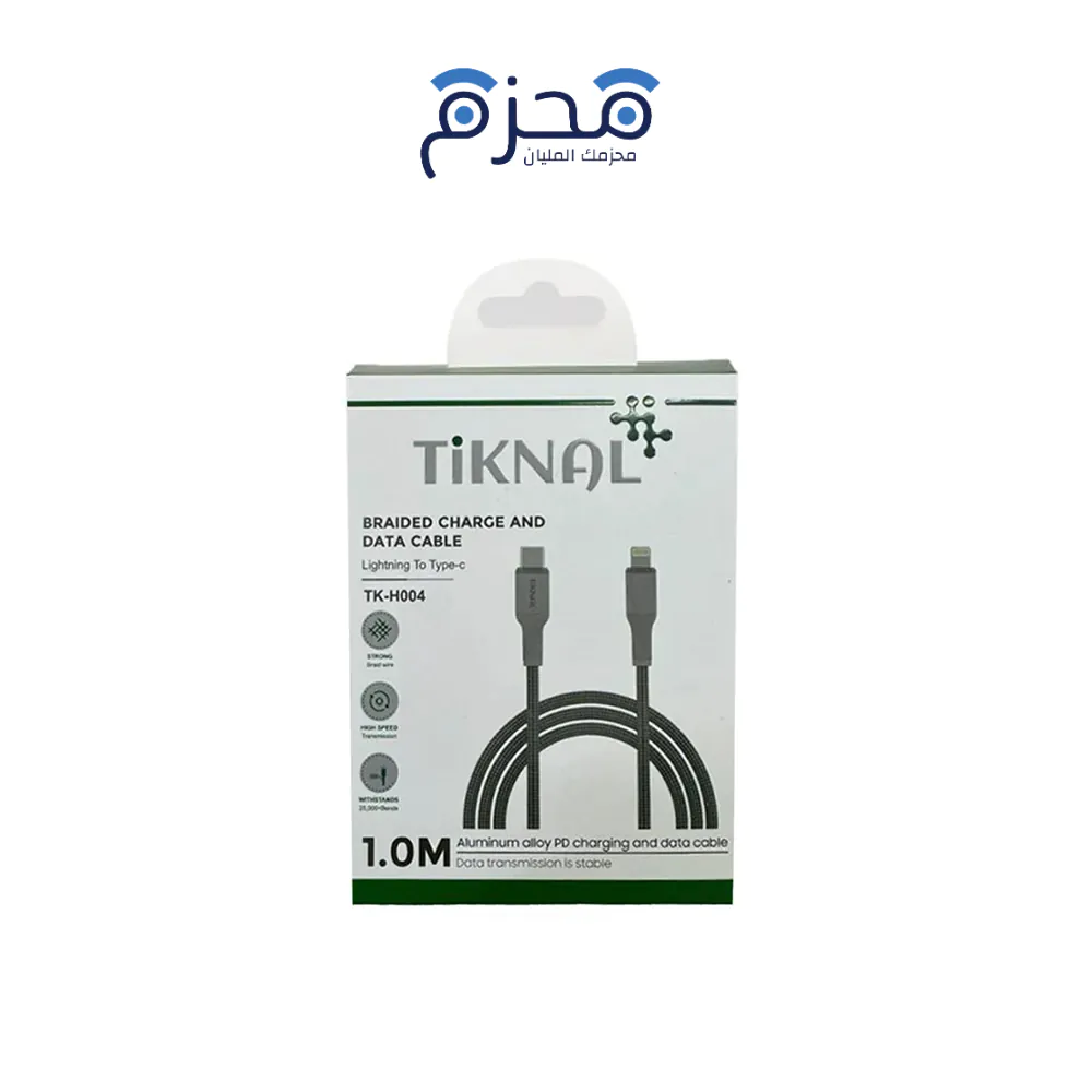 ⁦Tiknal - كابل USB-C إلى Lightning PD مضفر 1م TK-H004⁩ - الصورة ⁦1⁩