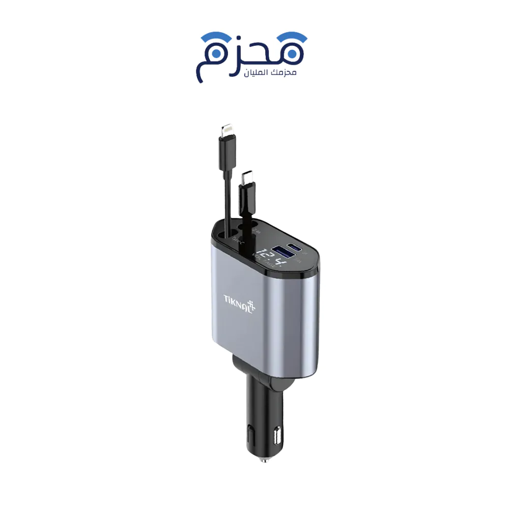 product-brand-33-1 Tiknal - شاحن سيارة 4 في 1 120W مع كابلات مدمجة TK-H083 - الصورة 1