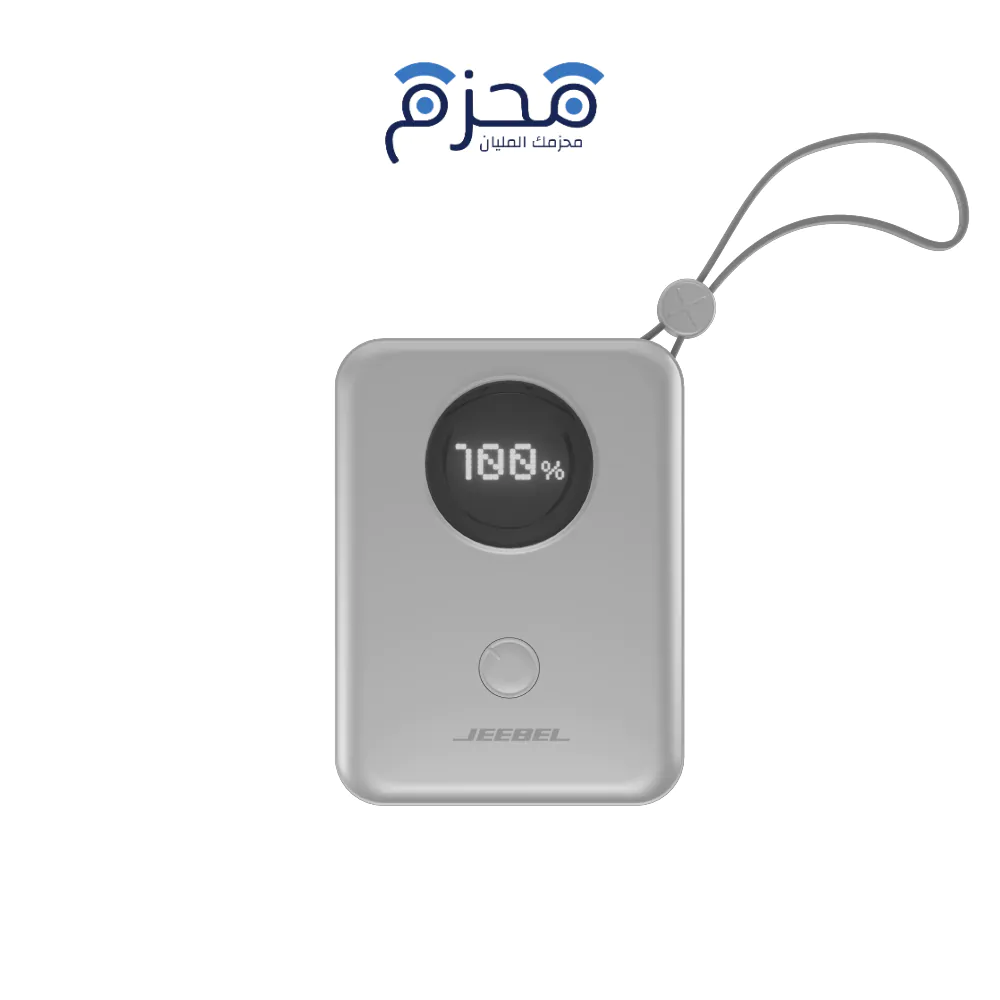 ⁦Jeebel - بطارية متنقلة 10000mAh بشاشة رقمية وكابلات مدمجة أبيض JE-B387⁩ - الصورة ⁦1⁩