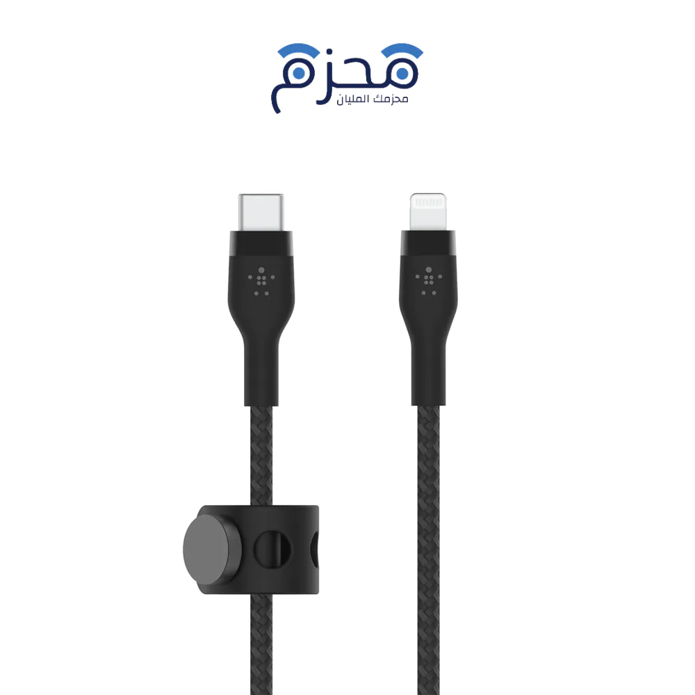 ⁦Belkin - كيبل تايب سي الى لايتنينج سيليكون 1 متر أسود⁩ - الصورة ⁦1⁩