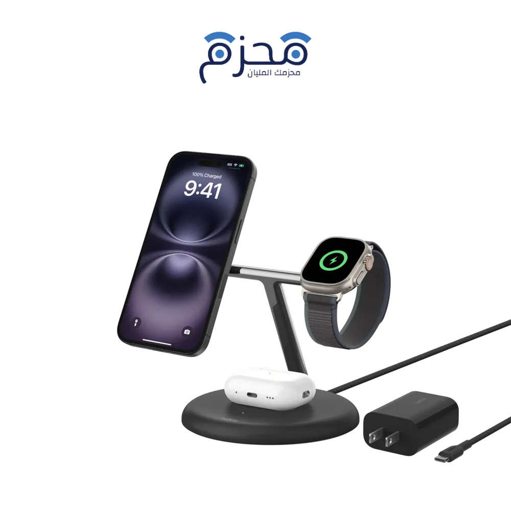 ⁦Belkin - ستاند شحن لاسلكي مغناطيسي QI2 أسود⁩ - الصورة ⁦1⁩
