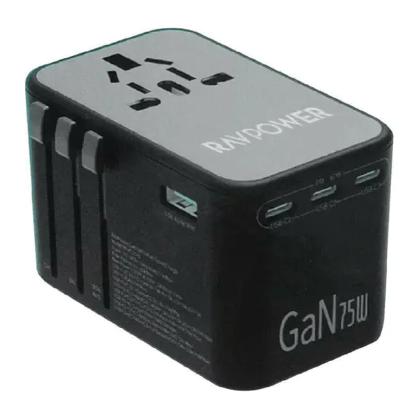 RAVPower – شاحن سفر GaN 75W أسود
