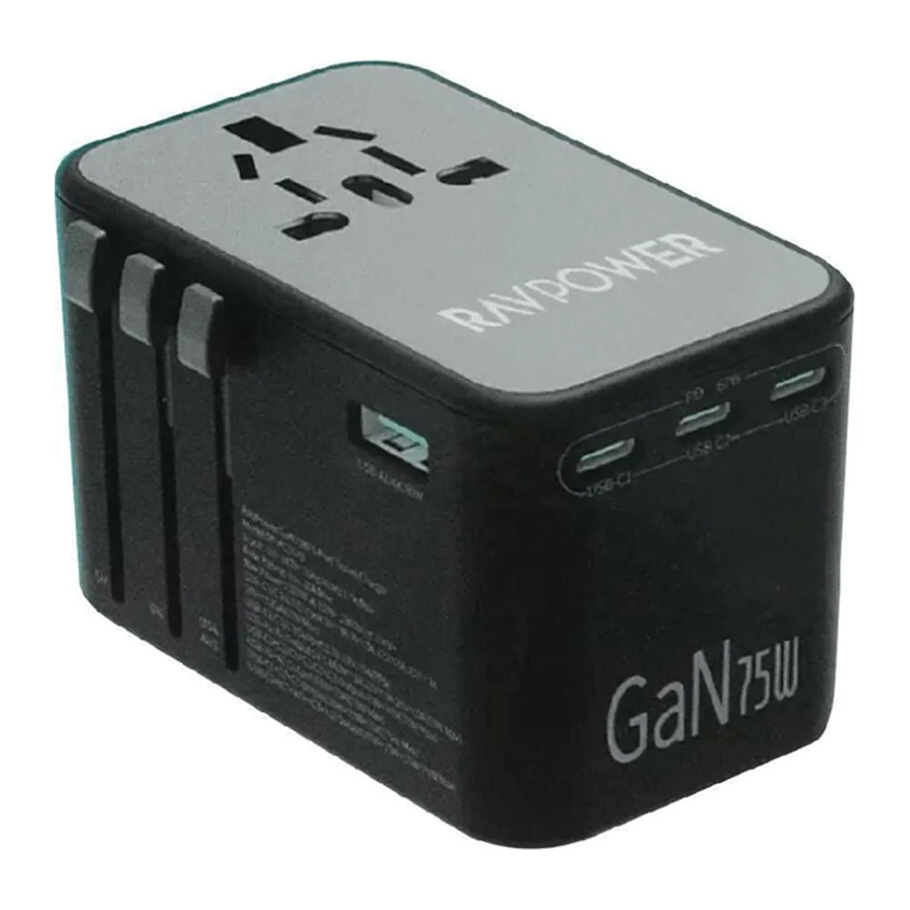 RAVPower – شاحن سفر GaN 75W أسود RAVPower – شاحن سفر GaN 75W أسود