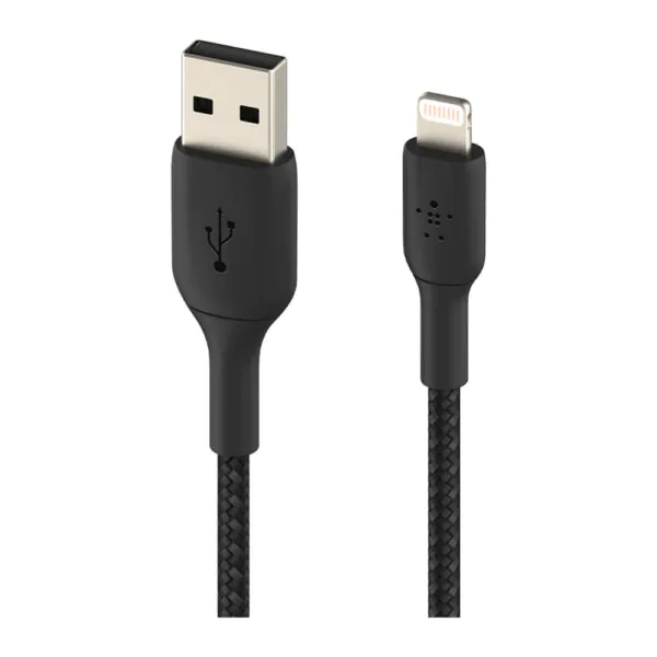 Belkin – كيبل لايتنينج الى USB-A مضفر 15 سم أسود