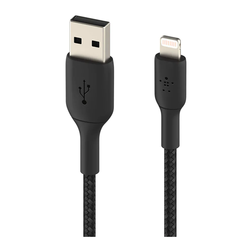 Belkin – كيبل لايتنينج الى USB-A مضفر 1 متر أسود Belkin – كيبل لايتنينج الى USB-A مضفر 1 متر أسود