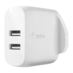 Belkin – شاحن جداري USB-A مزدوج 24W أبيض