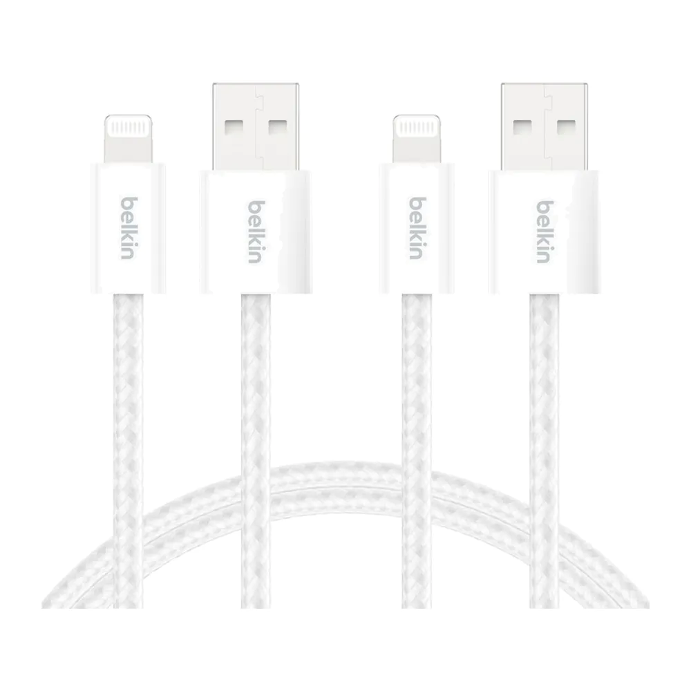 Belkin – كيبل لايتنينج الى USB-A 1 متر عبوة 2 أبيض Belkin – كيبل لايتنينج الى USB-A 1 متر عبوة 2 أبيض