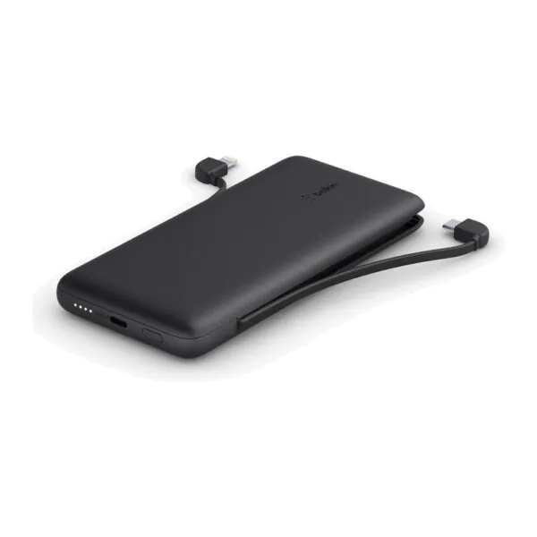 Belkin – باور بنك 10000 مللي امبير 18W مع كيبل مدمج تايب سي ولايتنينج أسود