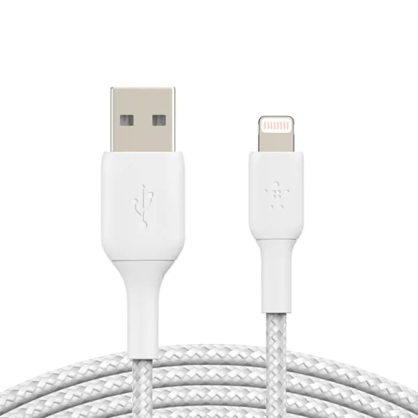 Belkin – كيبل لايتنينج الى USB-A مضفر 3 متر أبيض
