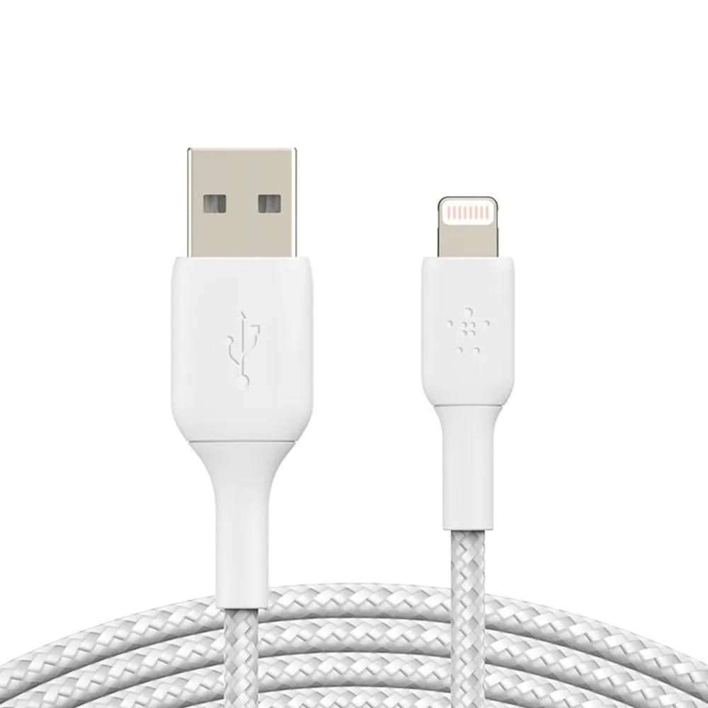 Belkin – كيبل لايتنينج الى USB-A مضفر 3 متر أبيض Belkin – كيبل لايتنينج الى USB-A مضفر 3 متر أبيض