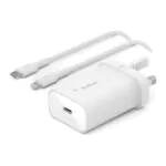 Belkin – شاحن جداري تايب سي 25W مع كيبل لايتنينج 1 متر أبيض