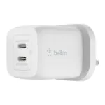 Belkin – شاحن جداري تايب سي مزدوج GaN 65W أبيض