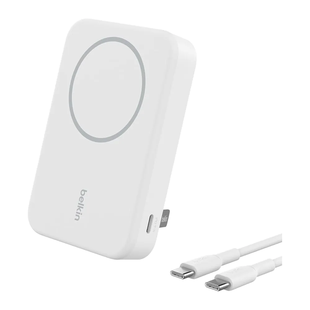 Belkin – باور بنك مغناطيسي QI2 8000 مللي امبير أبيض Belkin – باور بنك مغناطيسي QI2 8000 مللي امبير أبيض
