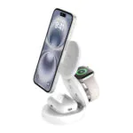 Belkin – ستاند شحن لاسلكي QI2 ثلاثي في واحد أبيض