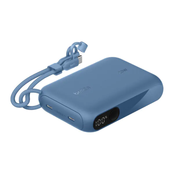 Belkin – باور بنك 10000 مللي امبير PD 20W مع شاشة عرض أزرق