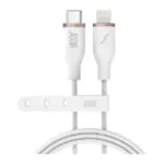JODA SLIP – كابل C to Lightning سيليكون 60W 1م – أبيض