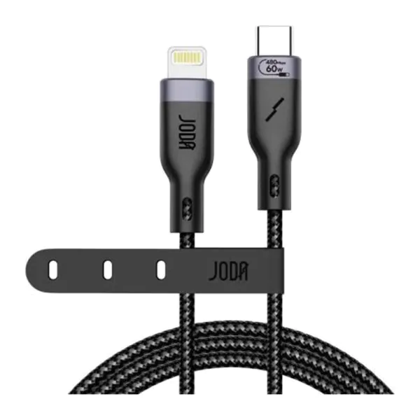 JODA – كابل C to Lightning TPE بكبسة صلبة 60W 1م أسود