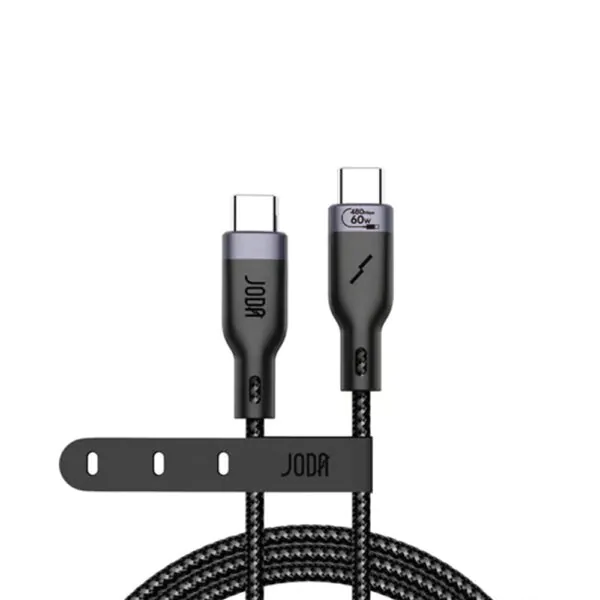 JODA Flex 60 – كابل C to C نايلون 60W 1.2م – أسود
