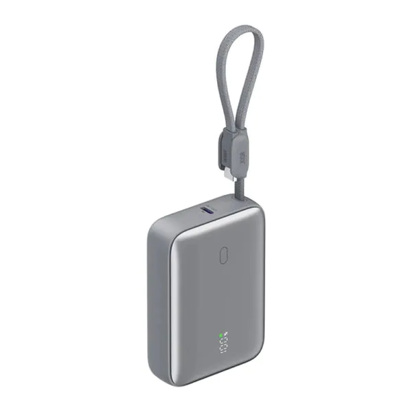 JODA Halo 10 – باور بنك 10000mAh 22.5W كابل مدمج – رمادي