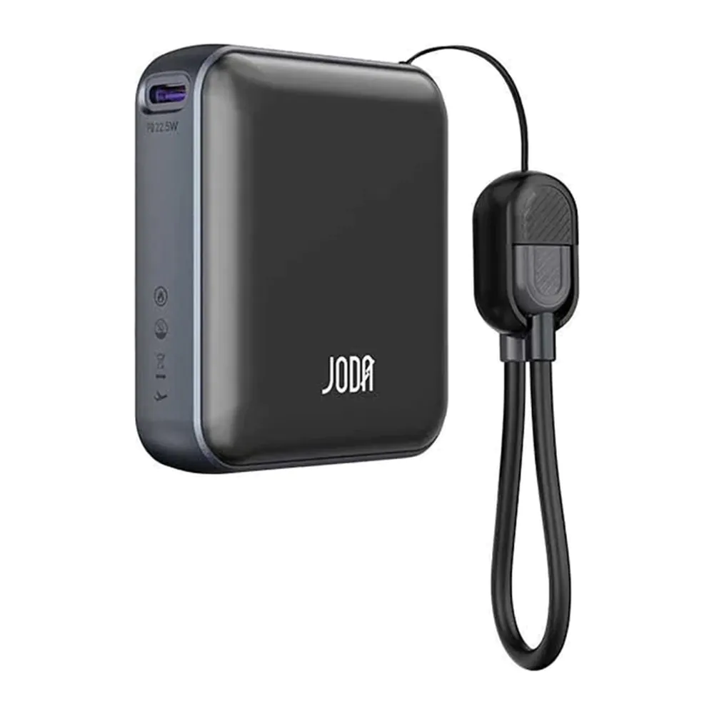 JODA Metix 10 – باور بنك 10000mAh 22.5W كابل – أسود JODA Metix 10 – باور بنك 10000mAh 22.5W كابل – أسود