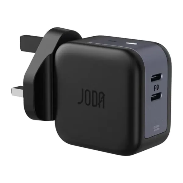 JODA – شاحن حائط GaN USB-C 50W منفذين أسود